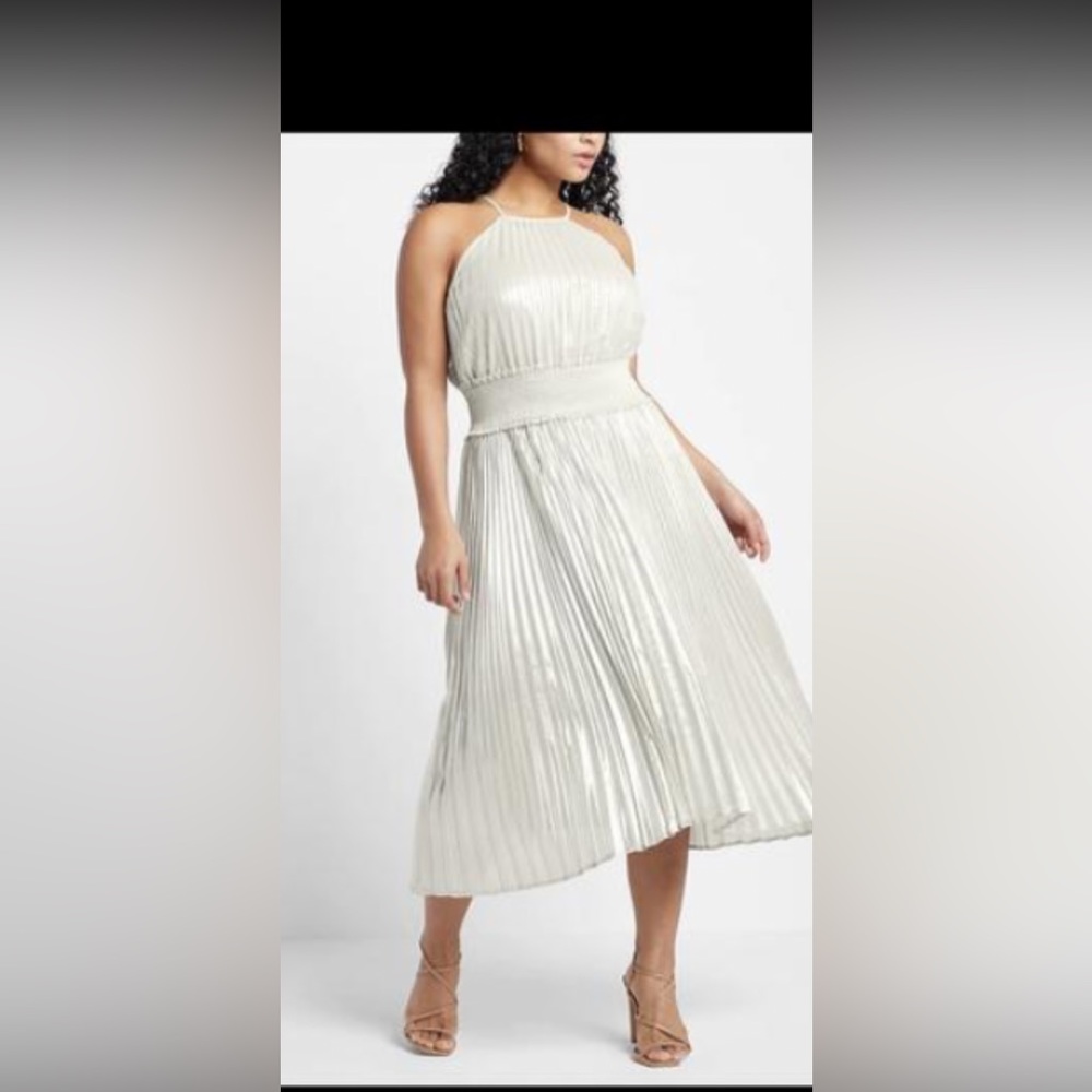 White Shimmer Silver Party Dress